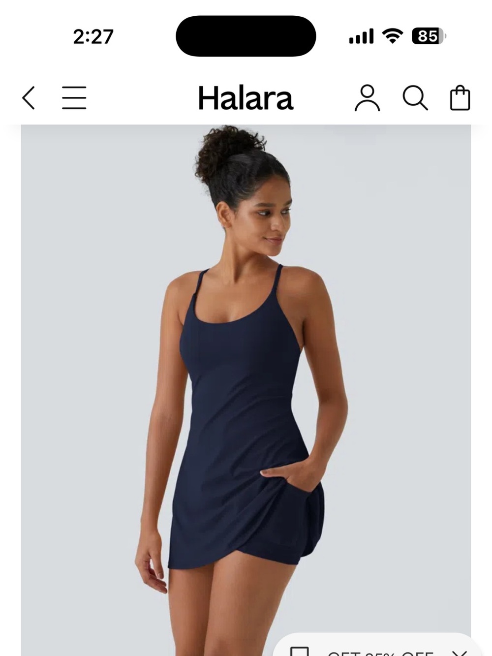 Active Navy Tank Mini Dress with built-in shorts and bra.